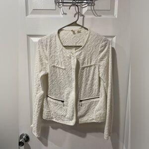 Moth by Anthropology women’s jacket, size S/P cream with lace, embossed detail.